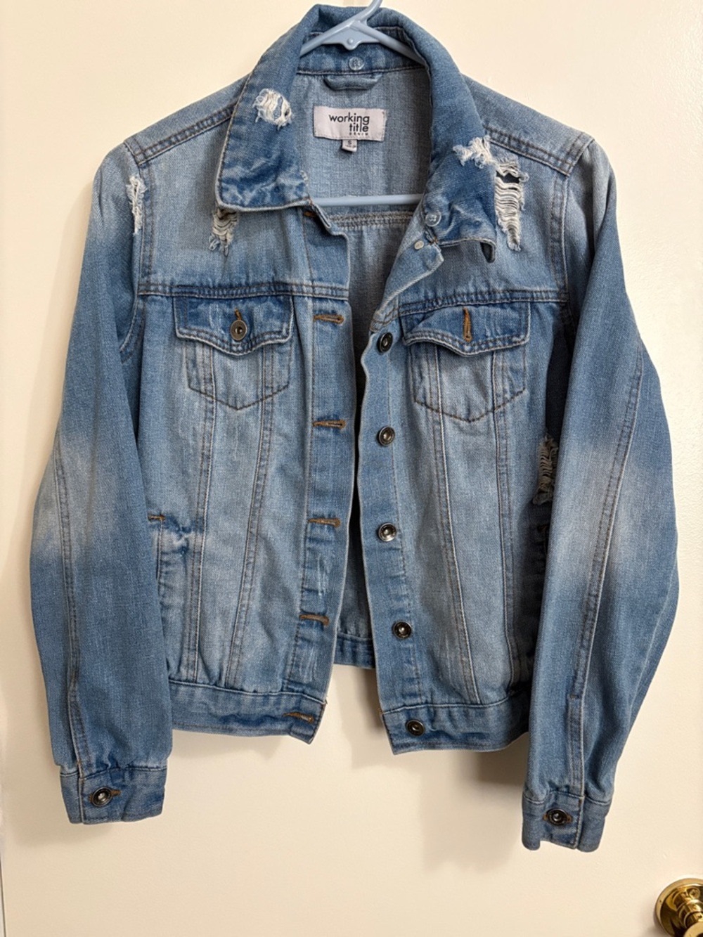 Light Blue Distressed Denim Jacket - Women's Jean Jacket